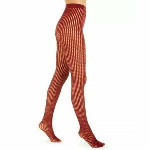 DKNY Small/Medium Fashion Net Tights Crimson Red